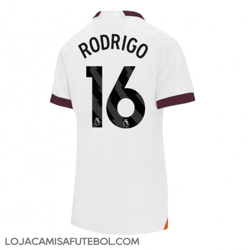 Camisa de Futebol Manchester City Rodri Hernandez #16 Equipamento Secundário Mulheres 2023-24 Manga Curta